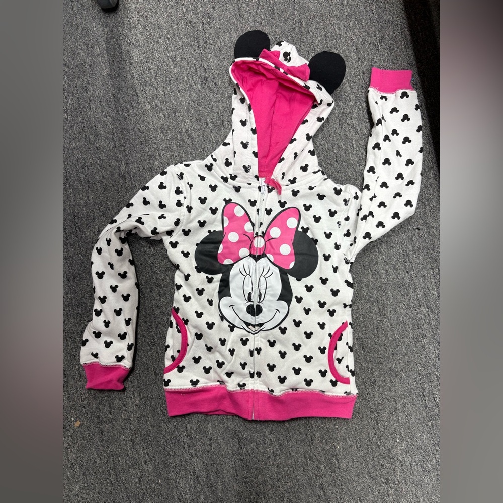 Disney Minnie Mouse Kids Hoodie - White and Pink Accents